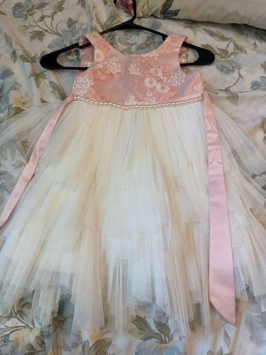 Other - Girls Pink and Ivory Floral Tulle Dress